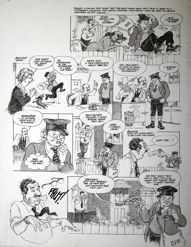 Benny Hill and the Postman art by Bill Titcombe