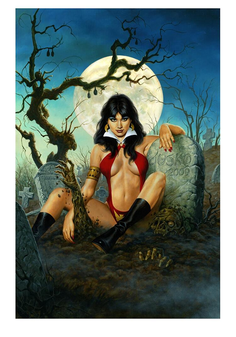 Signed Vampirella Print by Joe Jusko, The Warren Compendium: Three Hardcover Volumes in Slipcase (Illustrators Special)