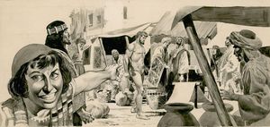 Isaiah Walking Naked Through Jerusalem art by Don Lawrence