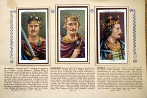 Complete Set of 50 The Kings and Queens of England 1066 - 1935 Cigarette cards in album (1935) by Various