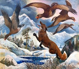 Fox and Geese art by G W Backhouse