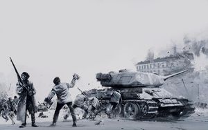 Hungarian Uprising: Tank Fires a Shell art by Graham Coton