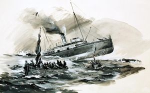 The Sinking of the Steamer Steller in 1899 art by Graham Coton