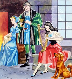 Three Soldiers: Playing The Harp art by Ron Embleton