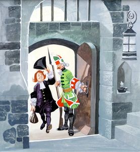 Three Soldiers: Exiting The Castle art by Ron Embleton