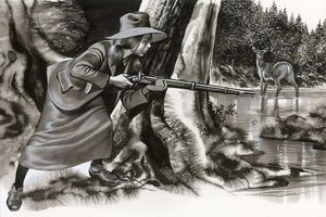 Annie Oakley Hunting art by Ron Embleton