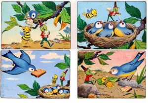 Gregory Grasshopper Feeds the Birds art by Gordon Hutchings