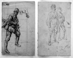 World War One Sketch 3 art by Fortunino Matania