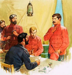 Lieutenant Carey reporting the death of Prince Louis Napoleon art by James E McConnell