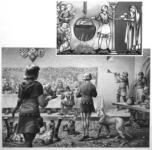 A Fourteenth Century Dinner art by Patrick Nicolle