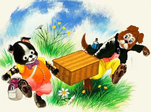 The Jolly Dogs Go For A Picnic art by William Francis Phillipps