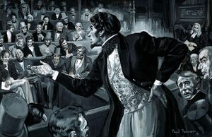 Benjamin Disraeli maiden speech to Parliament art by Paul Rainer