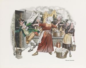 Oliver Twist - Hanging out the Washing art by Ron Embleton