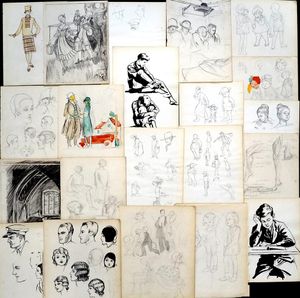 Assorted Portraits Art from Doris E. White Personal Sketchbooks art by Doris White