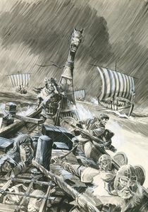 Eric the Red's journey in 986AD art by Gerry Wood