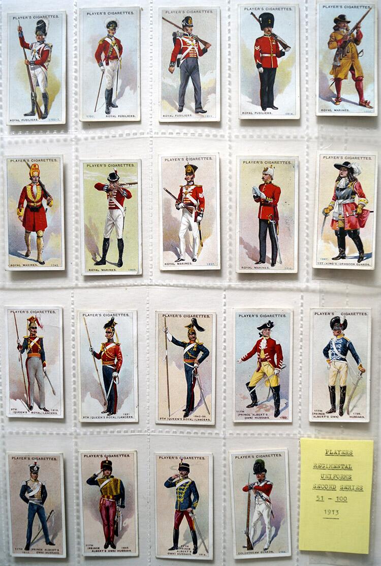 Set of 49 'Regimental Uniforms' (#51 - #100) John Player & Sons Cigarette Cards (1913)