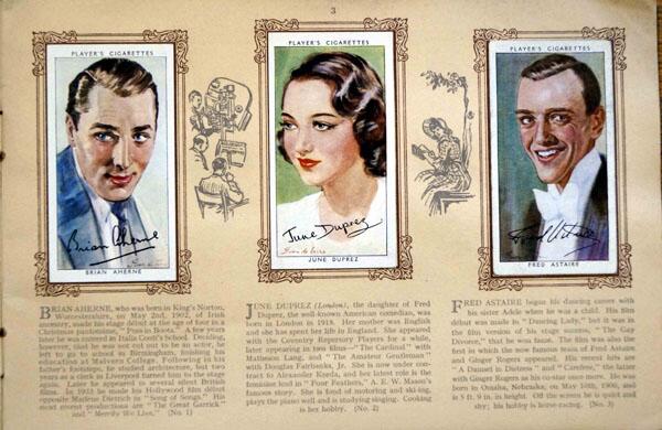 Complete Set of 50 Film Stars Third Series Cigarette cards in album (1938) by Various