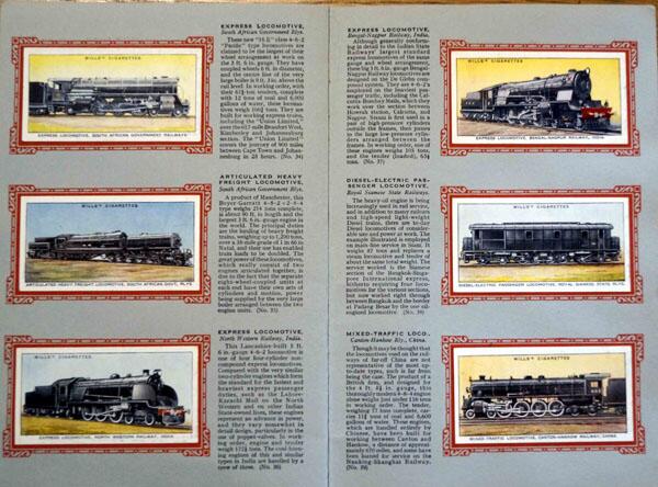 Complete Set of 50 Railway Engines Cigarette cards in album (1936) by Various