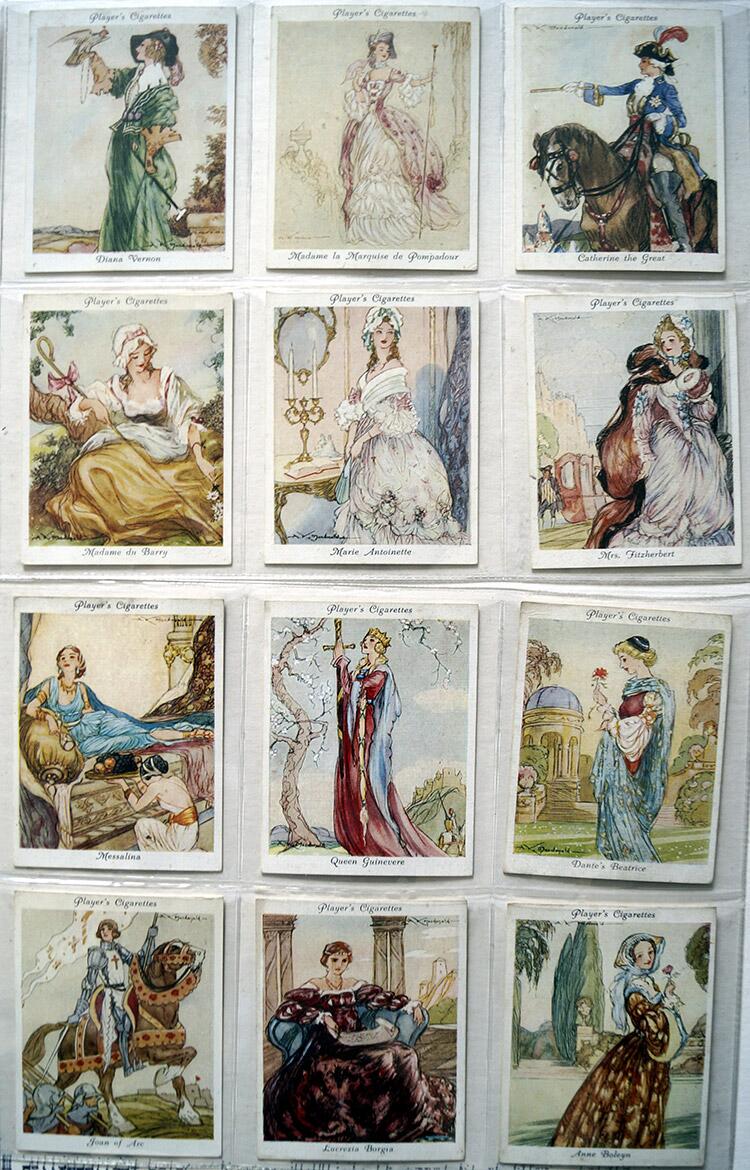 Complete Set of 25 LARGE 'Famous Beauties' John Player & Sons Cigarette Cards (1937)