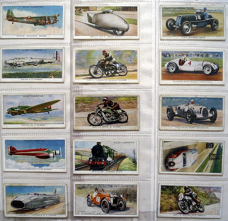 players cigarette cards cars Complete Set of 50 'Speed' Wills Cigarette Cards (1938)