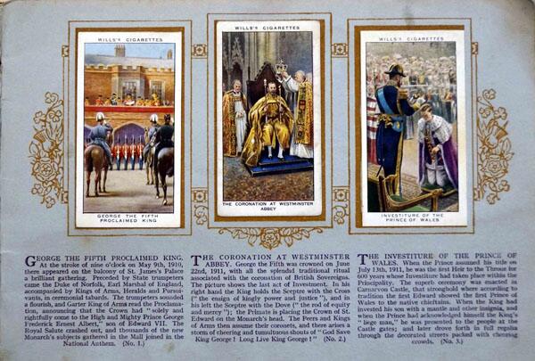 Complete Set of 50 The Reign of King George V 1910 - 1935 Cigarette cards in album (1935) by Various