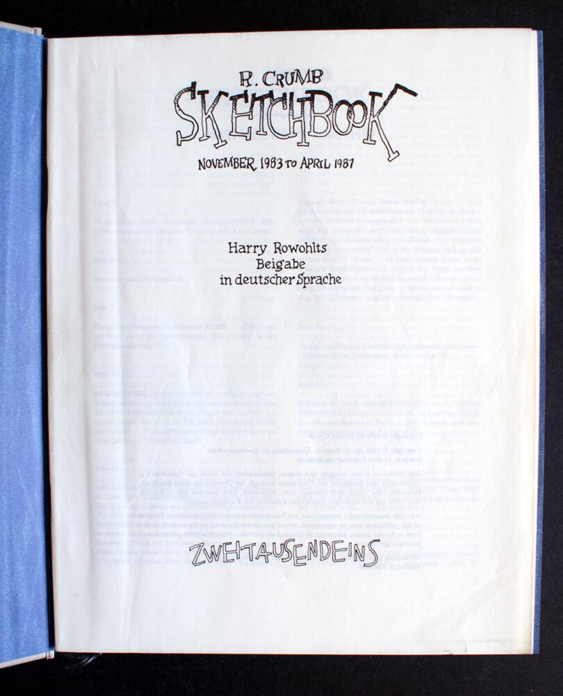 Title page, R. Crumb Sketchbook: November 1983 to April 1987