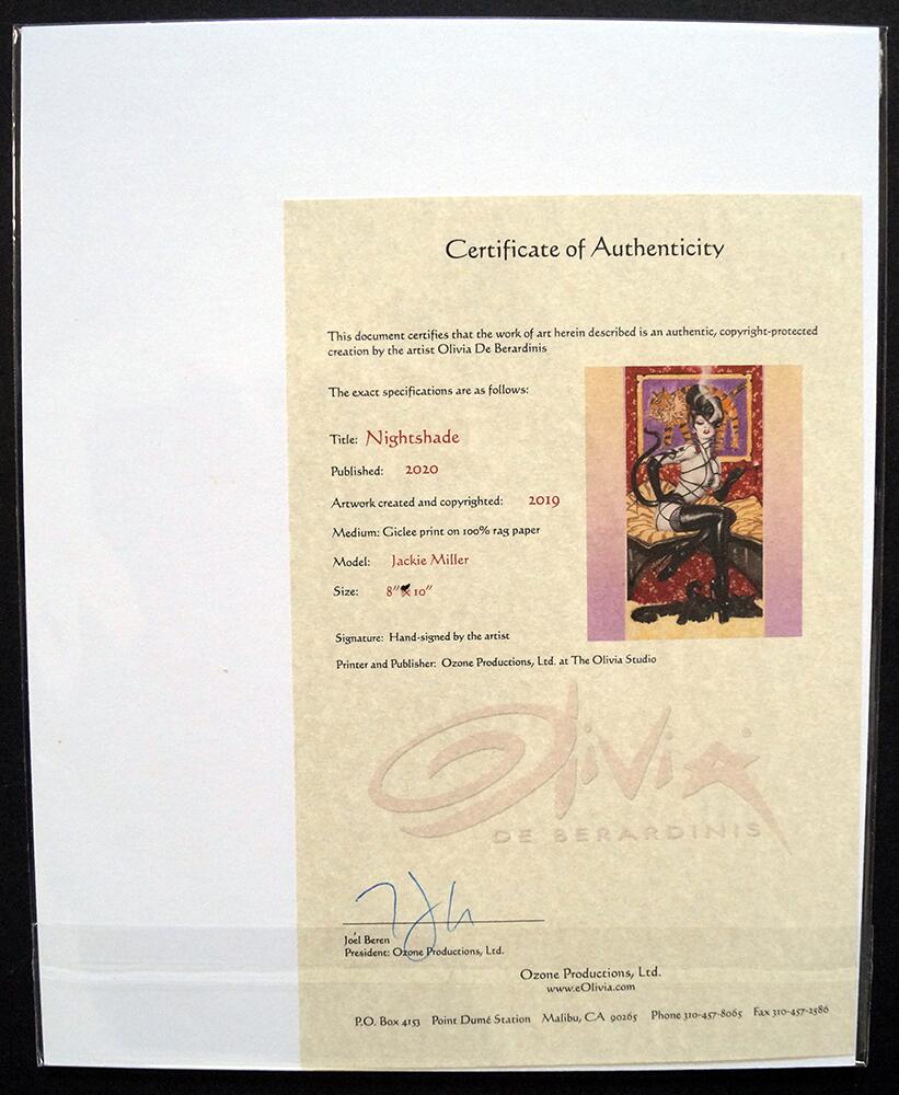 Certificate of authenticity art by Olivia (de Berardinis)