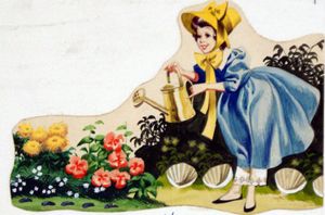 Mistress Mary Watering her Garden art by Ron Embleton