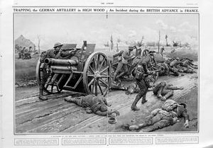 Trapping The German Artillery (original page from The Sphere 1916) art by Fortunino Matania