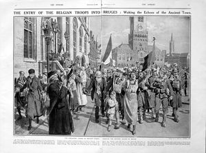 Into Bruges (original page from The Sphere 1918) art by Fortunino Matania