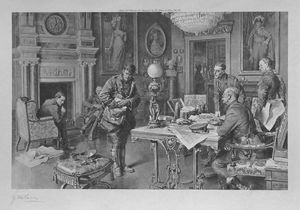 How the Staff is Informed of Movements at the Front (Artist's Proof) art by Fortunino Matania