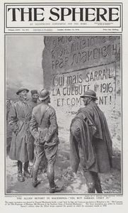 The Allies in Macedonia (original cover page from The Sphere 1918) art by Fortunino Matania