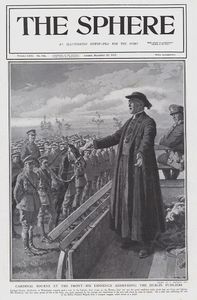 Cardinal Bourne addressing the Dublin Fusiliers (original cover page The Sphere 1917) art by Fortuni
