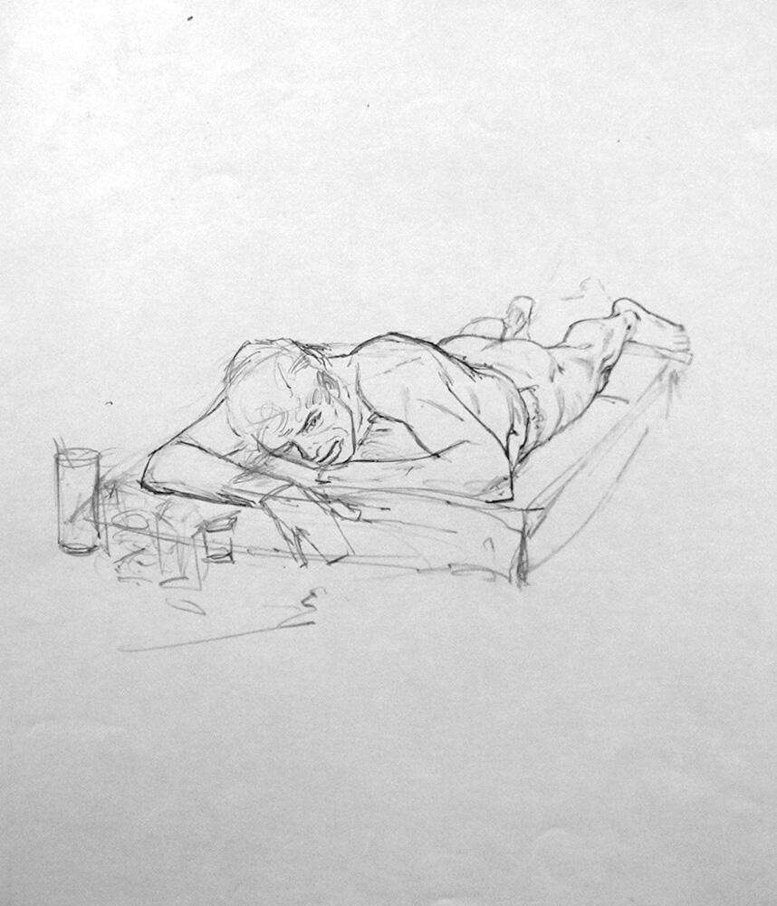Modesty Blaise sketch 19 art by Neville Colvin