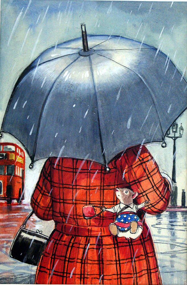 Katie Country Mouse Goes to London: Raining art by Philip Mendoza