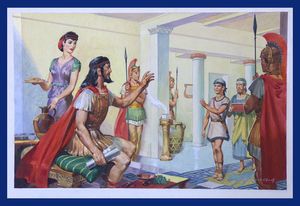 Telemachus Welcomed by Nestor art by James E McConnell