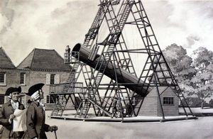William Herschel and his Telescope art by Patrick Nicolle