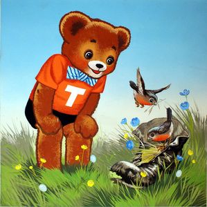 Teddy Bear: Robins Nest art by William Francis Phillipps