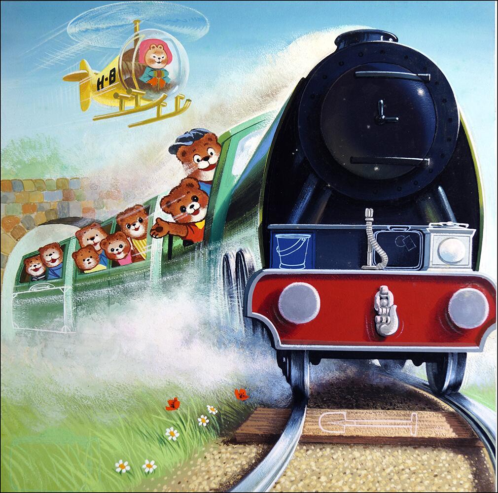 Teddy Bear Train Driver art by William Francis Phillipps