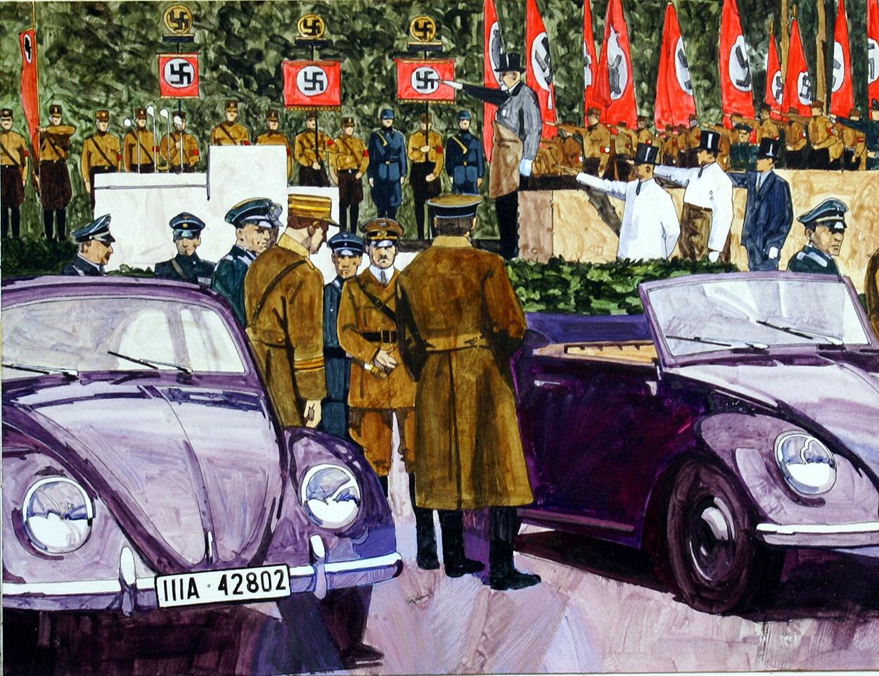 Hitler inspecting the VW Beetle art by Gerry Wood