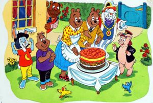 Piggles Birthday art by Peter Woolcock