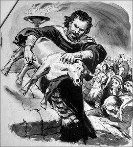 Moses and the Golden Calf art by Clive Uptton