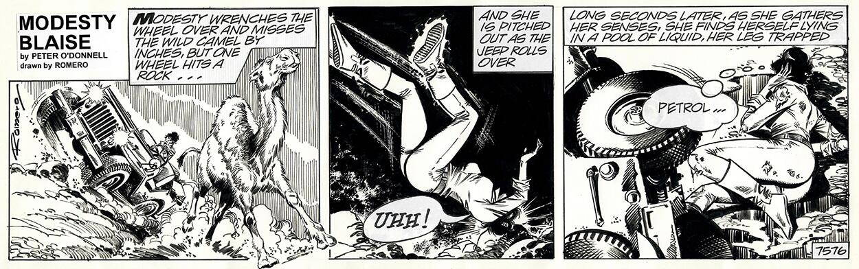 Modesty Blaise daily strip #7576 - Covered in Petrol art by Enric Badia Romero