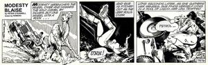 Modesty Blaise daily strip #7576 - Covered in Petrol art by Enric Badia Romero