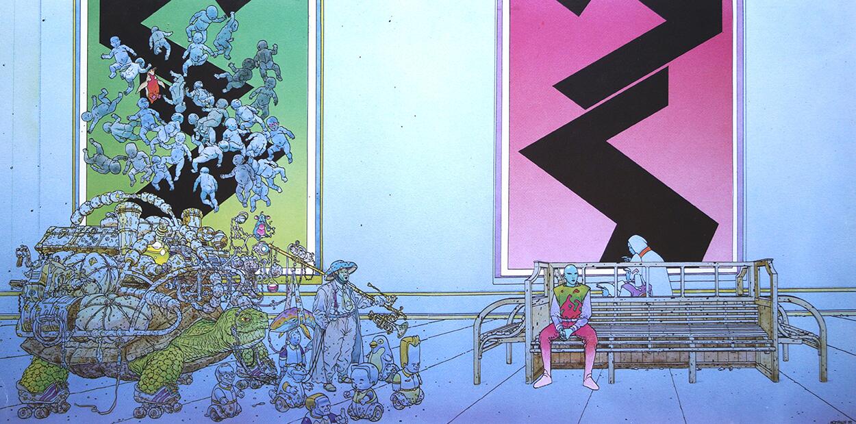 The Great Hall - City of Fire art by Moebius (Jean Giraud) and Geof Darrow