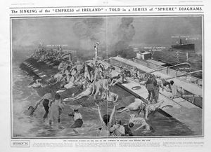 The Sinking Of The 'Empress Of Ireland' (original page from The Sphere 1913) art by Fortunino Matani