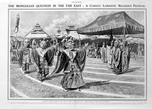 Mongolian Priests (original page from The Sphere 1913) art by Eduardo Matania