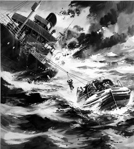Men Against the Sea - Lifeboatmen art by Colin Merrett