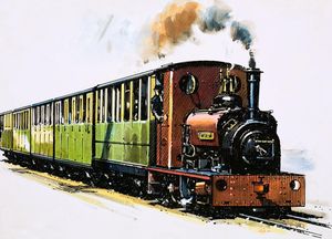 A Hunslet 0-4-0 saddle tank called Dolbadarn art by John S Smith