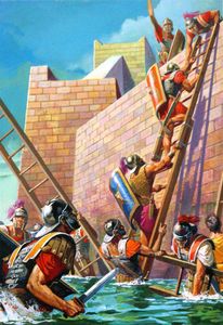 Scipio Scales the Walls of Carthago Nova art by Severino Baraldi